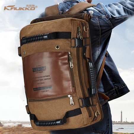 Avanzado Mochila Casual Vintage De Lona Y Piel De Kaukko | Meses Sin Interés
