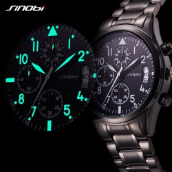 Reloj Elegante Hombre Cronometro Fechador Metalico Piloto